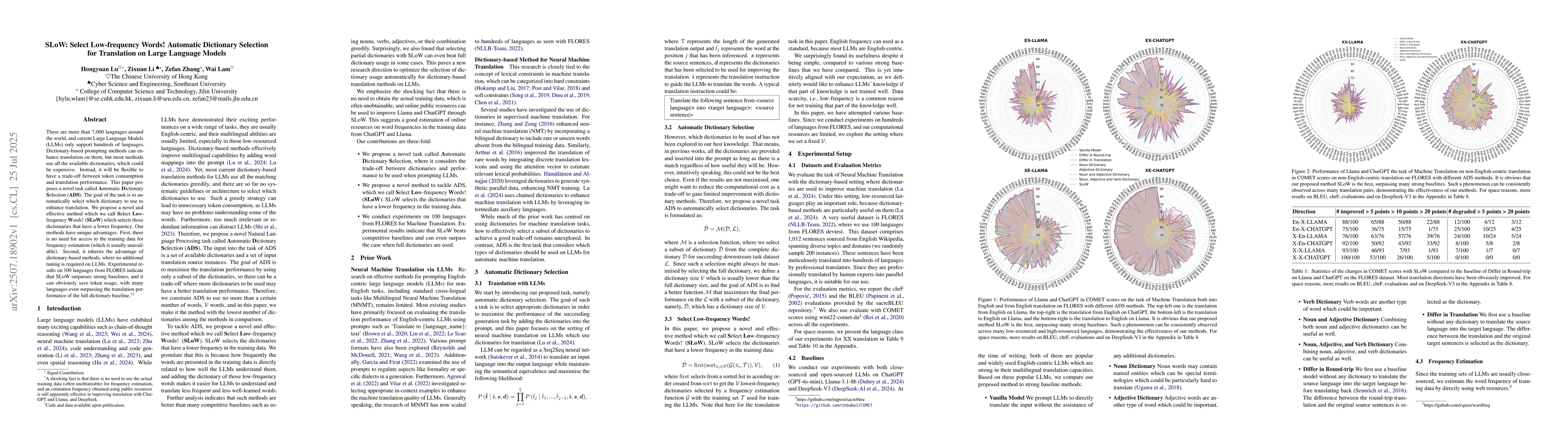 Thumbnail for SLoW: Select Low-frequency Words! Automatic Dictionary Selection for
  Translation on Large Language Models