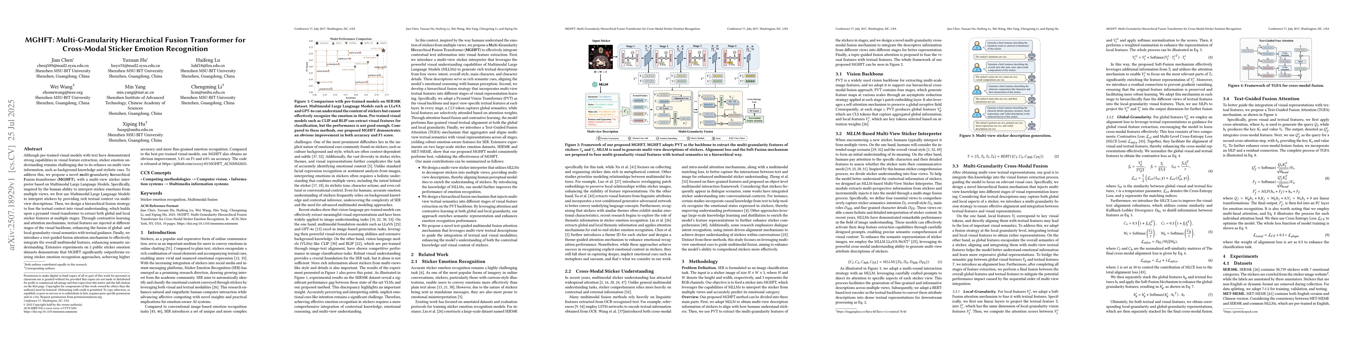 Thumbnail for MGHFT: Multi-Granularity Hierarchical Fusion Transformer for Cross-Modal
  Sticker Emotion Recognition