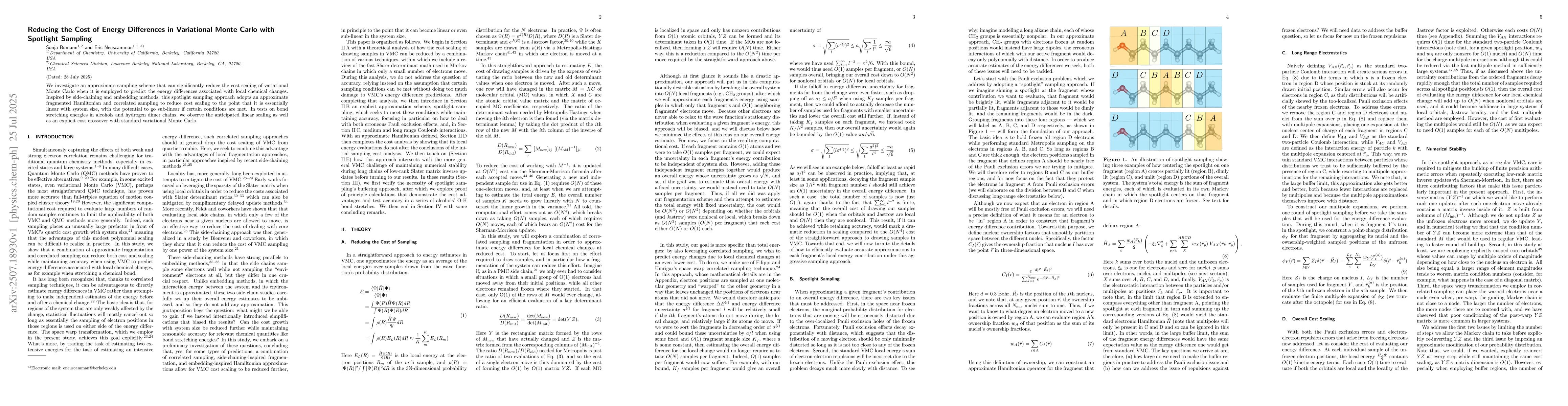 Thumbnail for Reducing the Cost of Energy Differences in Variational Monte Carlo with
  Spotlight Sampling