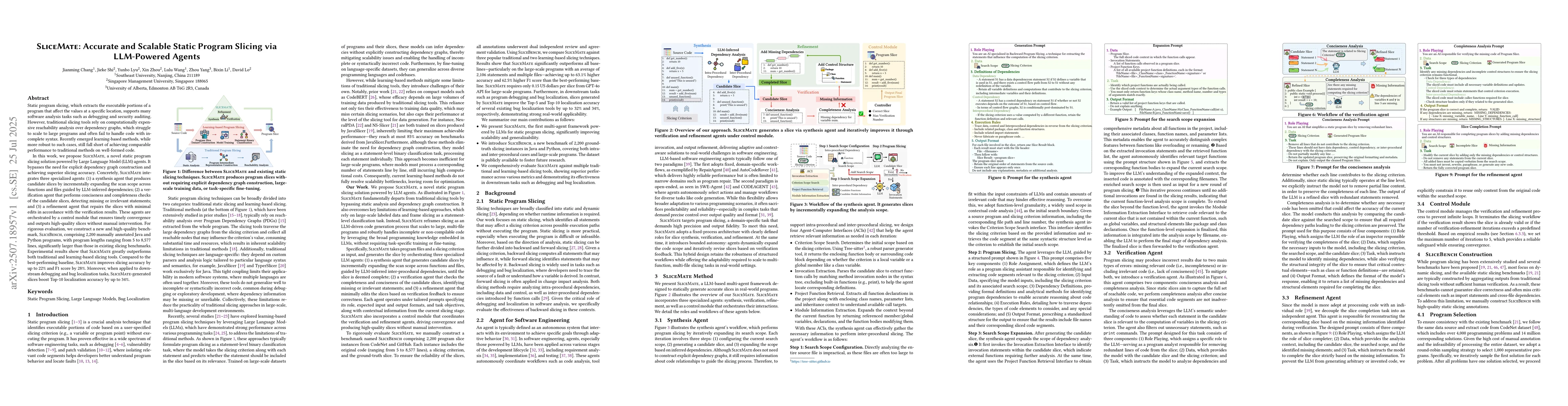Thumbnail for SLICEMATE: Accurate and Scalable Static Program Slicing via LLM-Powered
  Agents