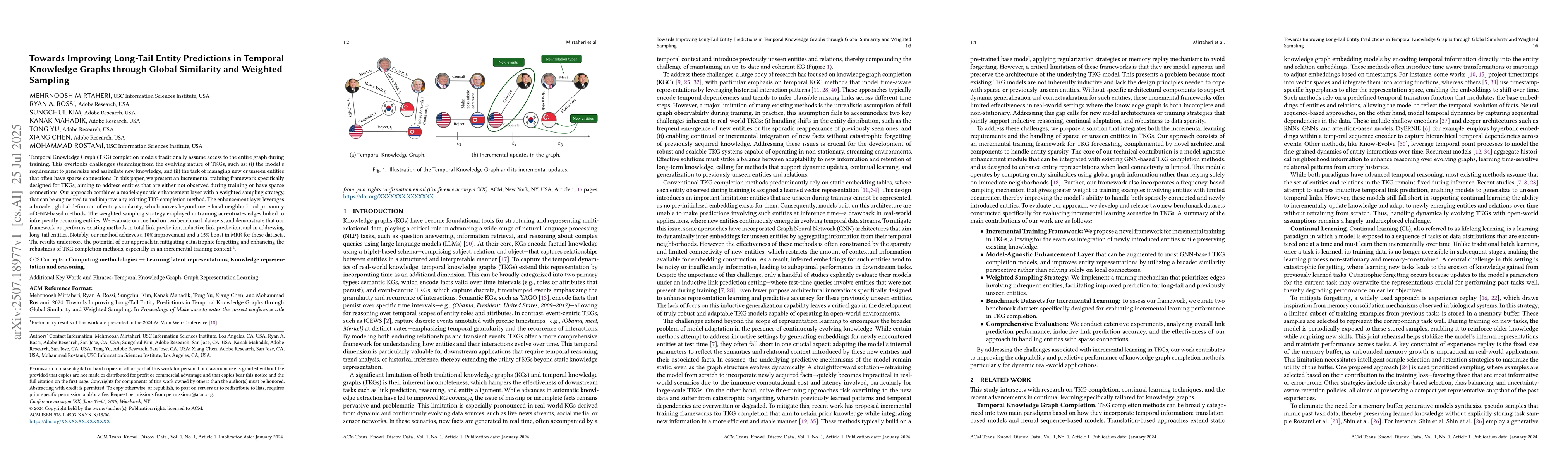 Thumbnail for Towards Improving Long-Tail Entity Predictions in Temporal Knowledge
  Graphs through Global Similarity and Weighted Sampling