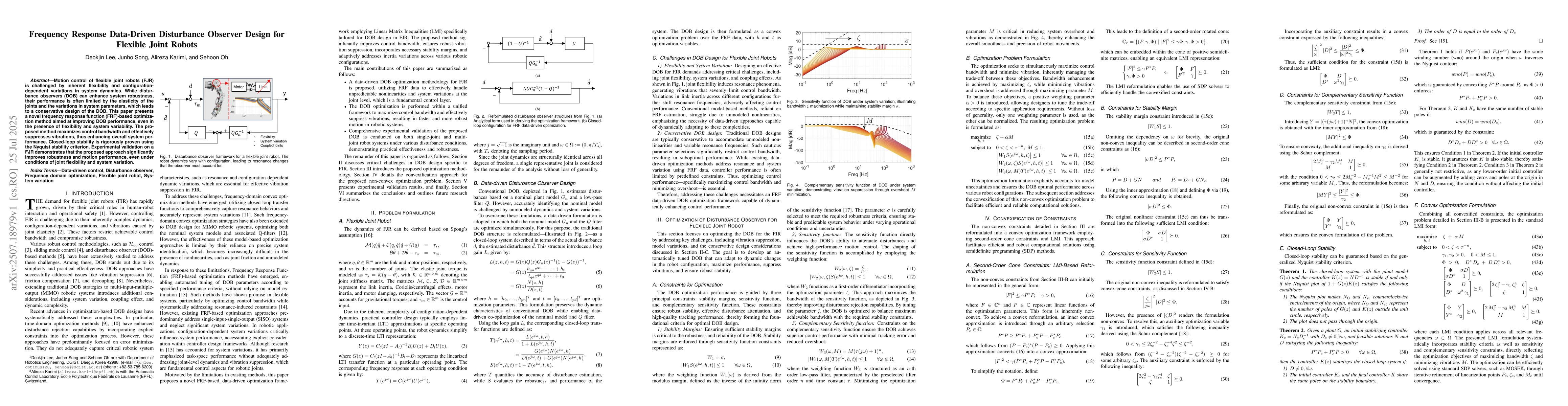 Thumbnail for Frequency Response Data-Driven Disturbance Observer Design for Flexible
  Joint Robots