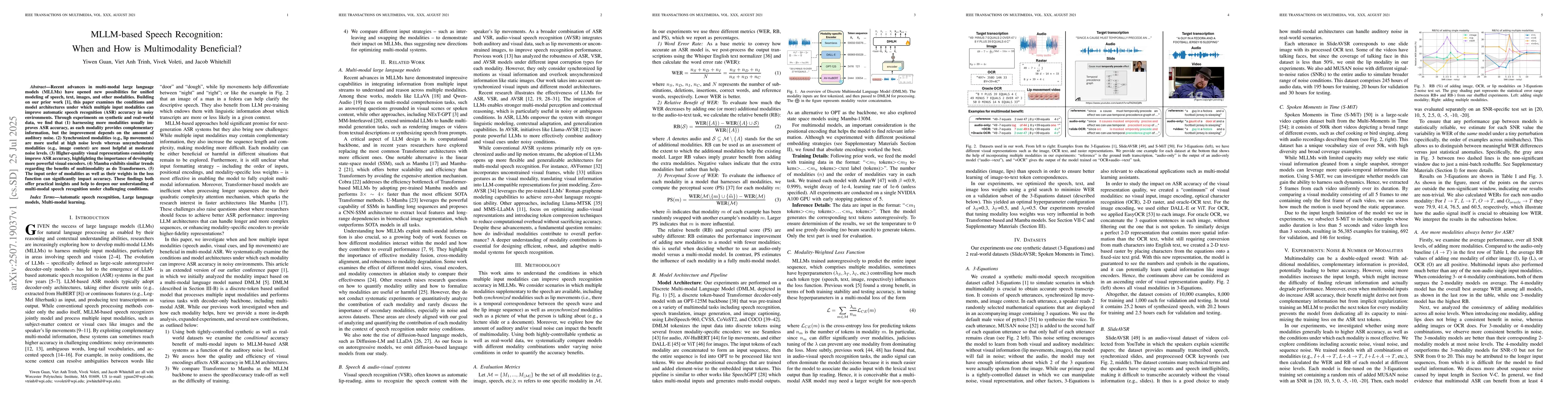 Thumbnail for MLLM-based Speech Recognition: When and How is Multimodality Beneficial?