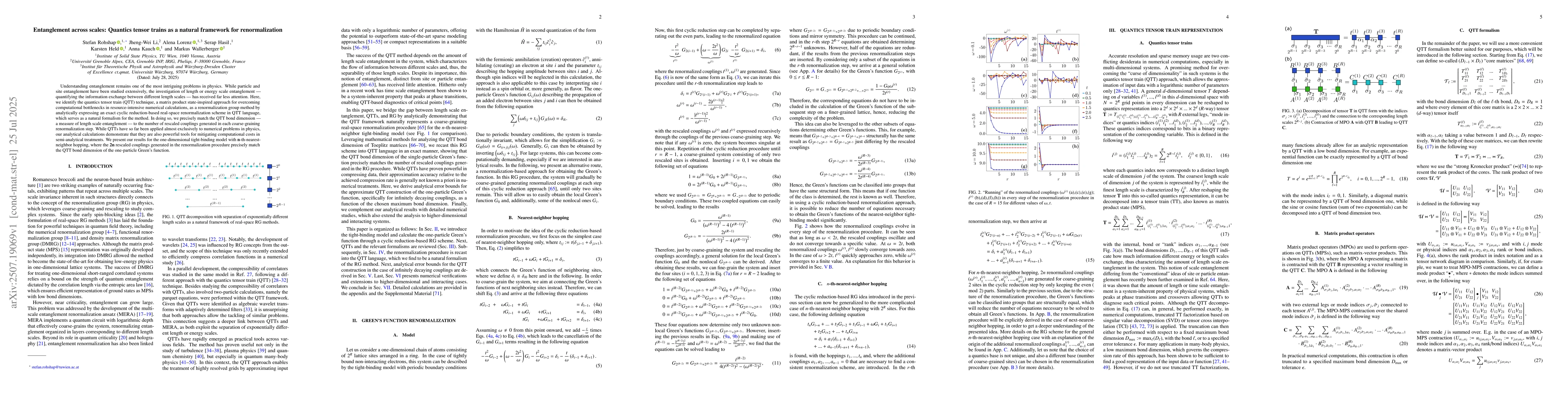 Thumbnail for Entanglement across scales: Quantics tensor trains as a natural
  framework for renormalization