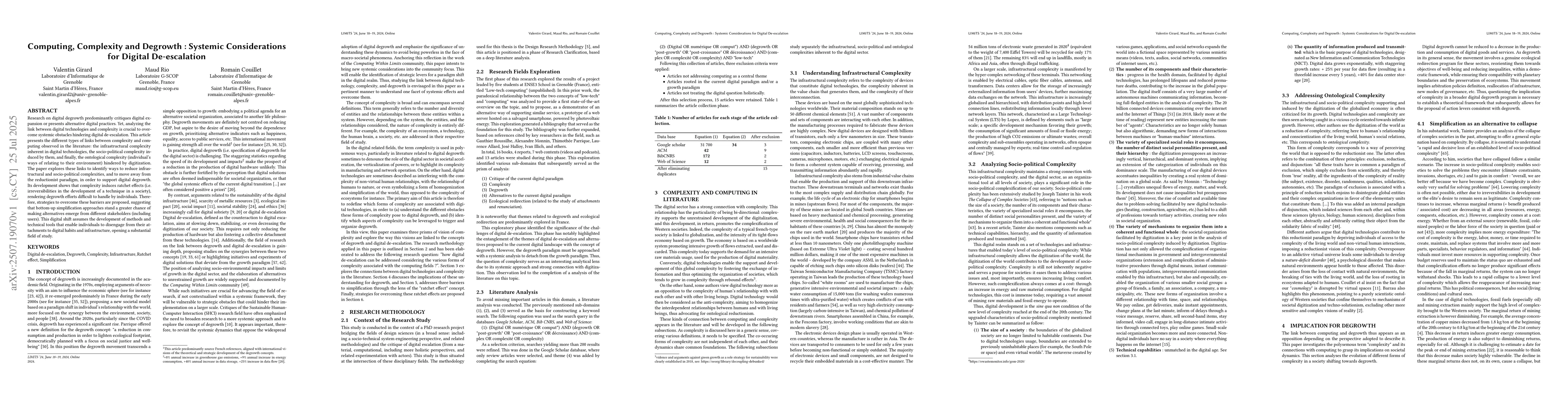 Thumbnail for Computing, Complexity and Degrowth : Systemic Considerations for Digital
  De-escalation