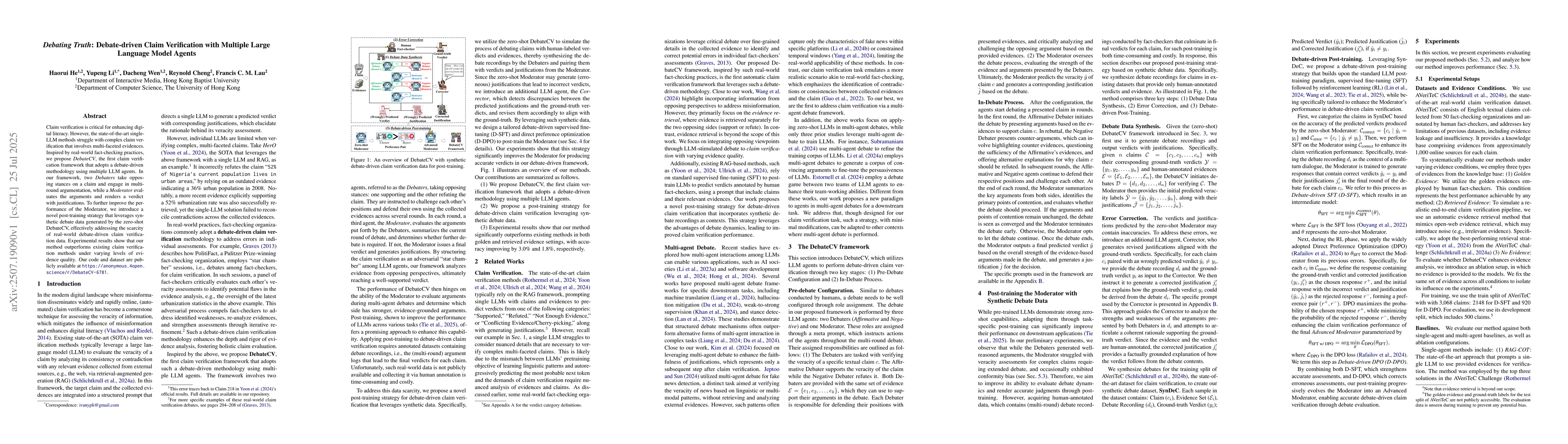 Thumbnail for Debating Truth: Debate-driven Claim Verification with Multiple Large
  Language Model Agents