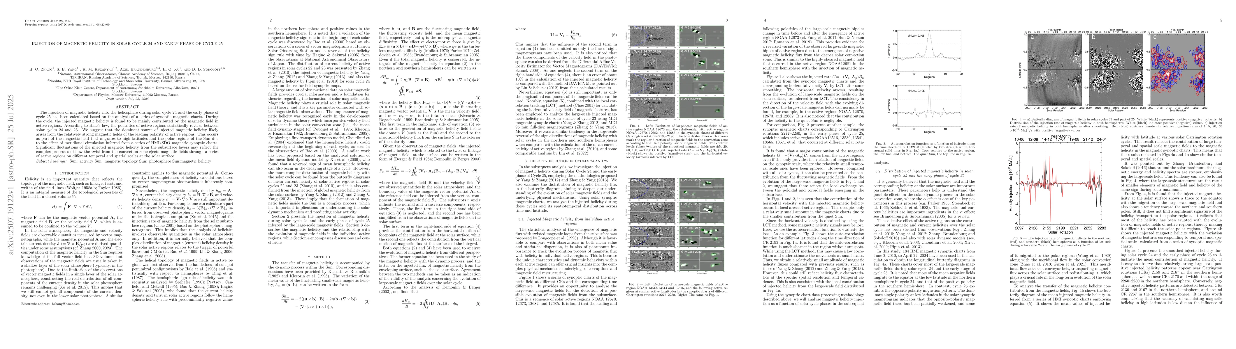 Thumbnail for Injection of magnetic helicity in solar cycle 24 and early phase of
  cycle 25