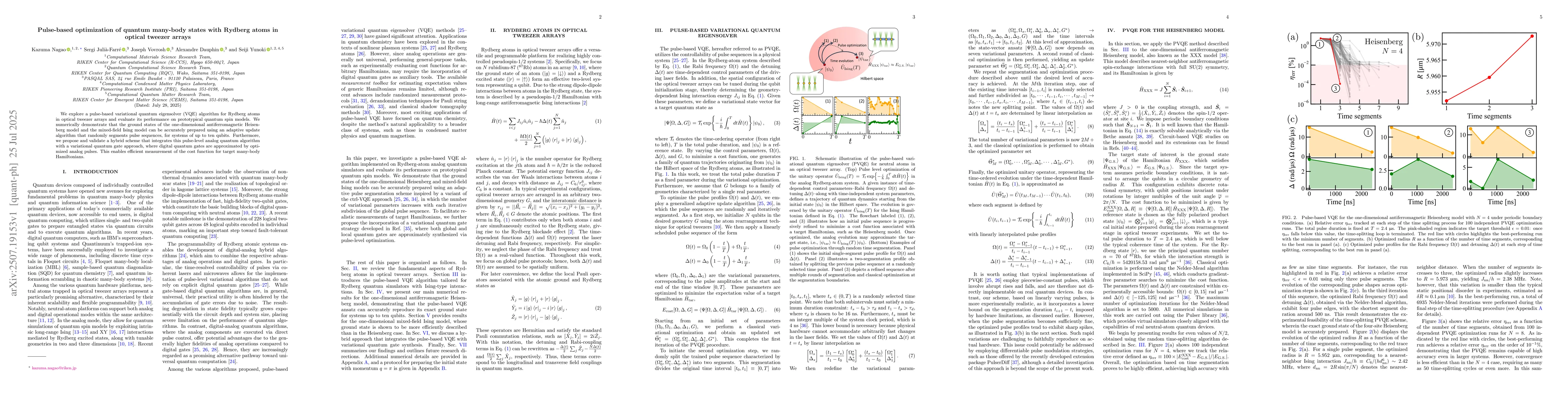 Thumbnail for Pulse-based optimization of quantum many-body states with Rydberg atoms
  in optical tweezer arrays