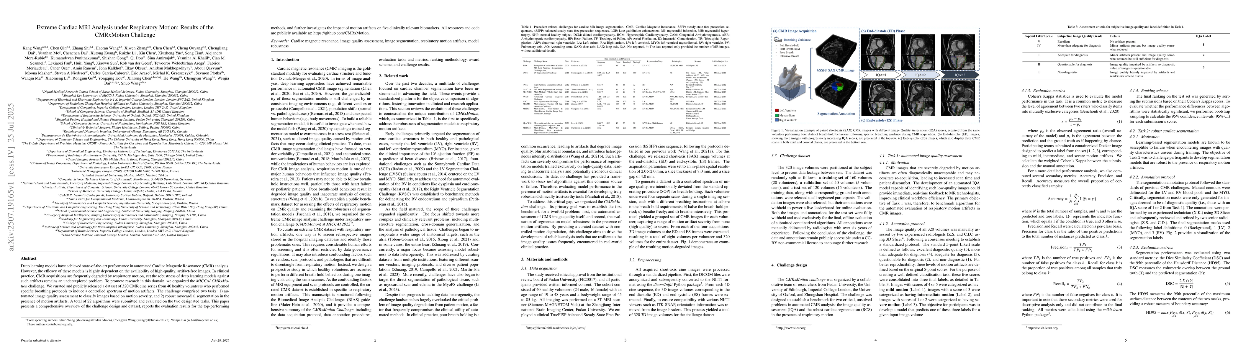 Thumbnail for Extreme Cardiac MRI Analysis under Respiratory Motion: Results of the
  CMRxMotion Challenge