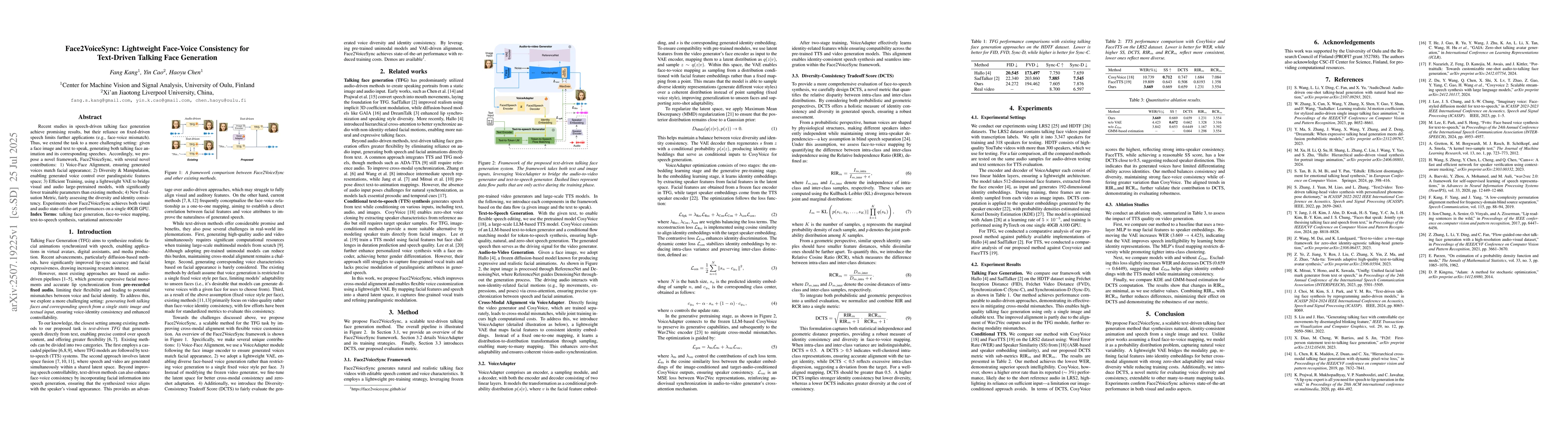 Thumbnail for Face2VoiceSync: Lightweight Face-Voice Consistency for Text-Driven
  Talking Face Generation