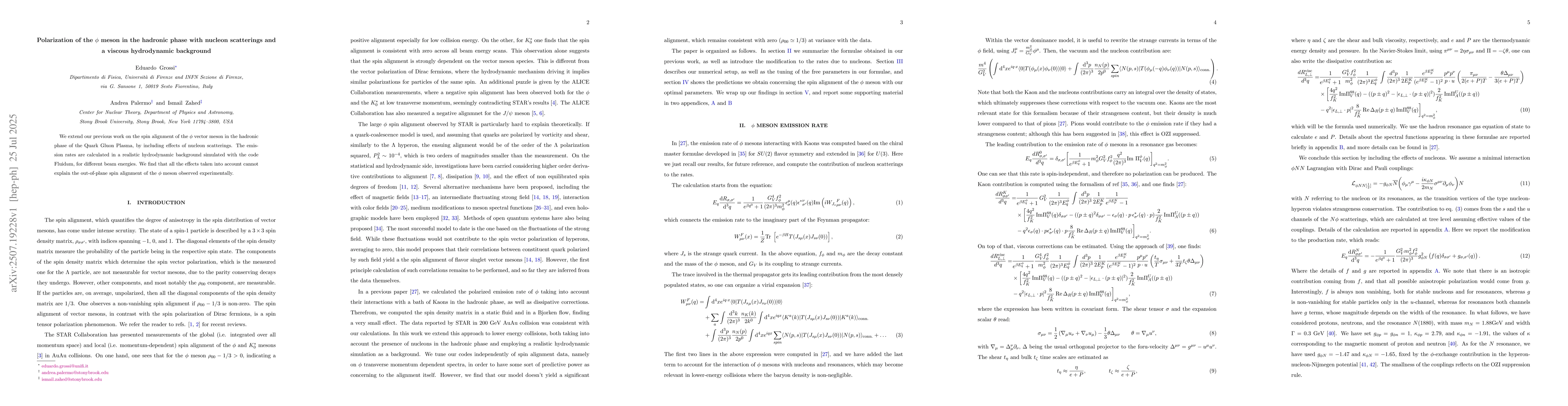 Thumbnail for Polarization of the $φ$ meson in the hadronic phase with nucleon
  scatterings and a viscous hydrodynamic background
