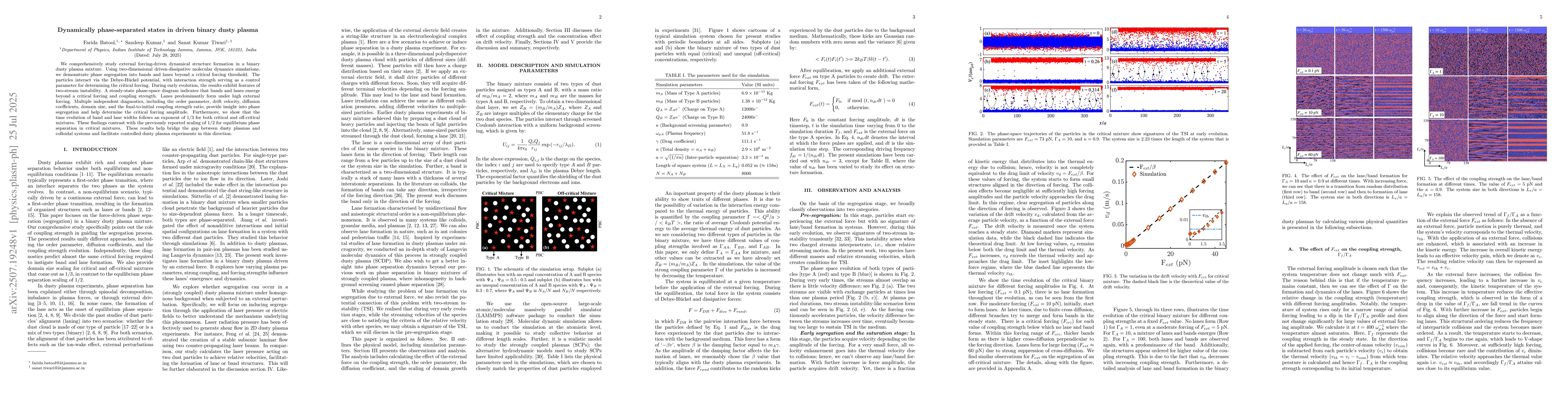 Thumbnail for Dynamically phase-separated states in driven binary dusty plasma
