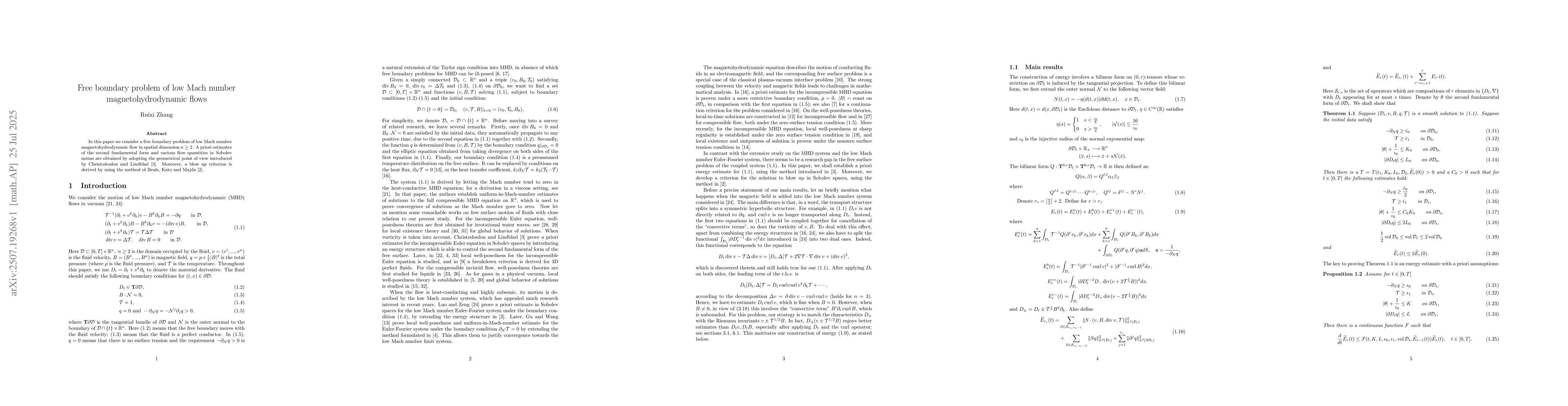 Thumbnail for Free boundary problem of low Mach number magnetohydrodynamic flows