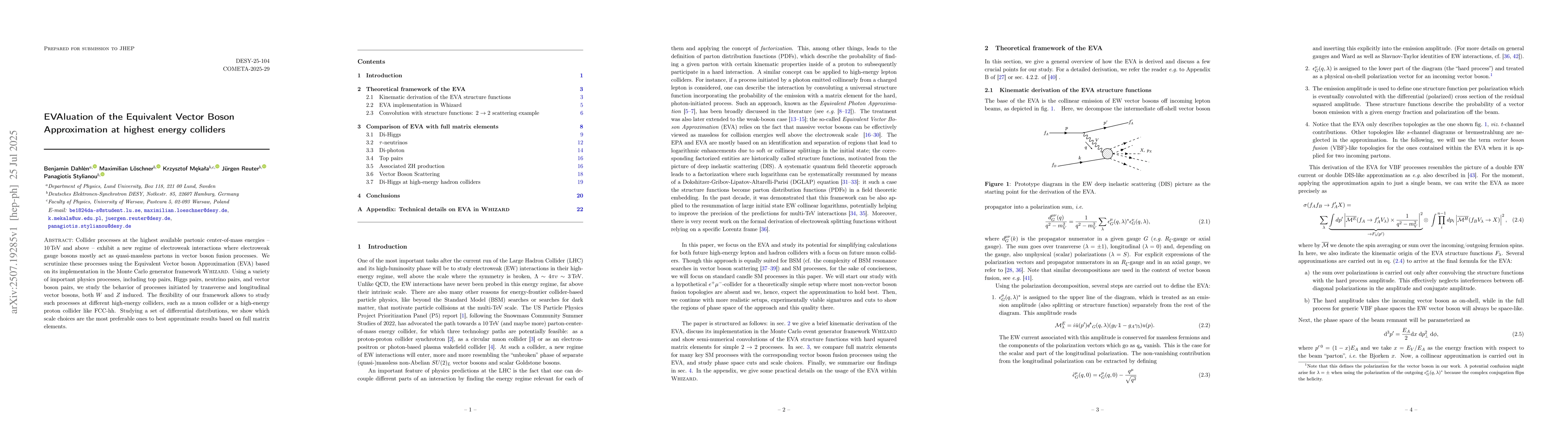 Thumbnail for EVAluation of the Equivalent Vector Boson Approximation at highest
  energy colliders