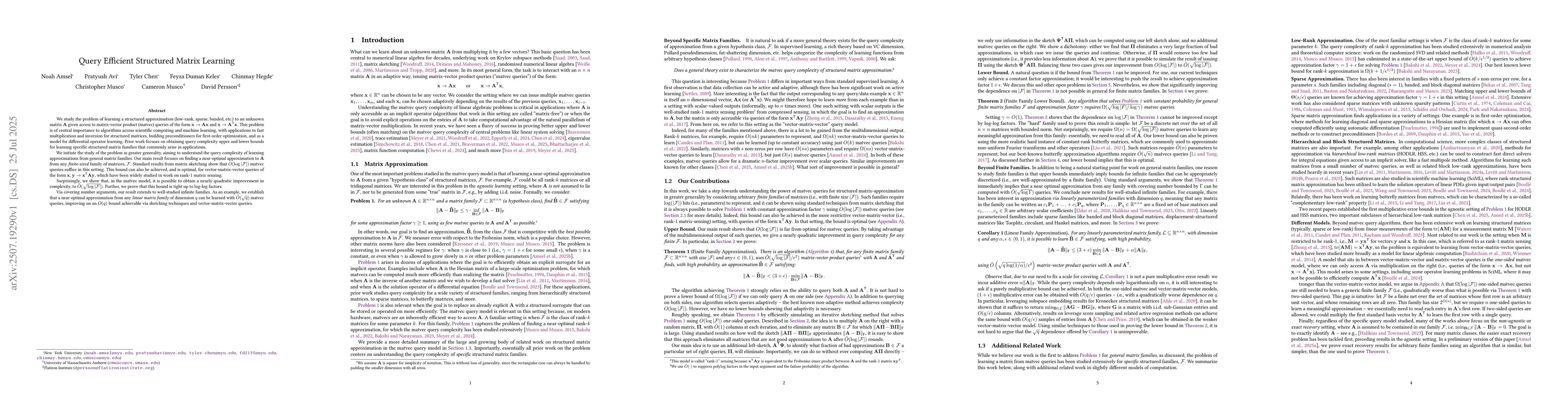 Thumbnail for Query Efficient Structured Matrix Learning