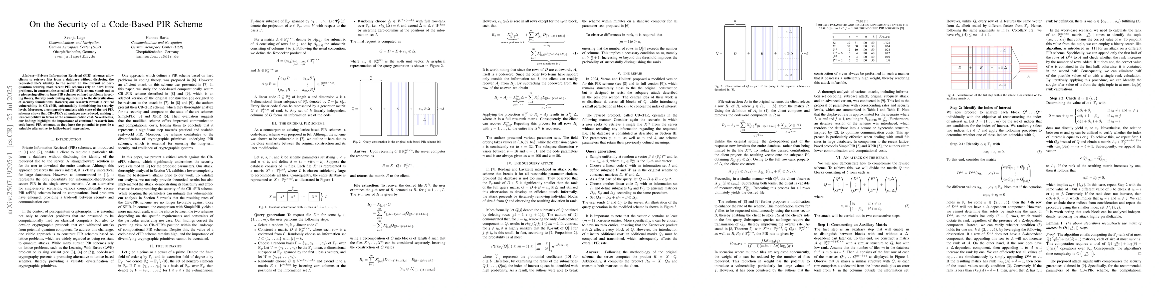 Thumbnail for On the Security of a Code-Based PIR Scheme