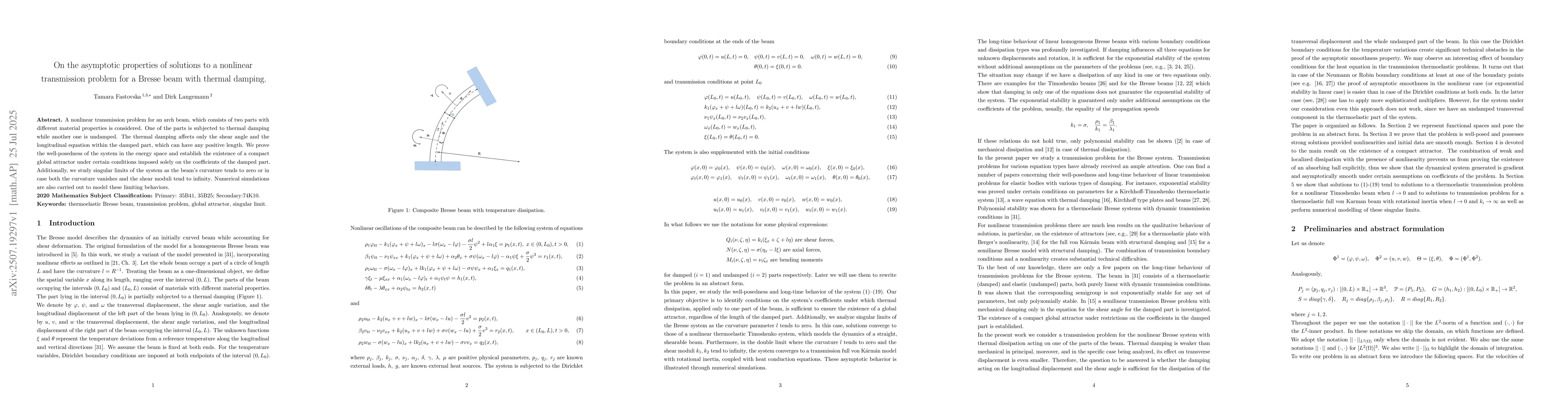 Thumbnail for On the asymptotic properties of solutions to a nonlinear transmission
  problem for a Bresse beam with thermal damping