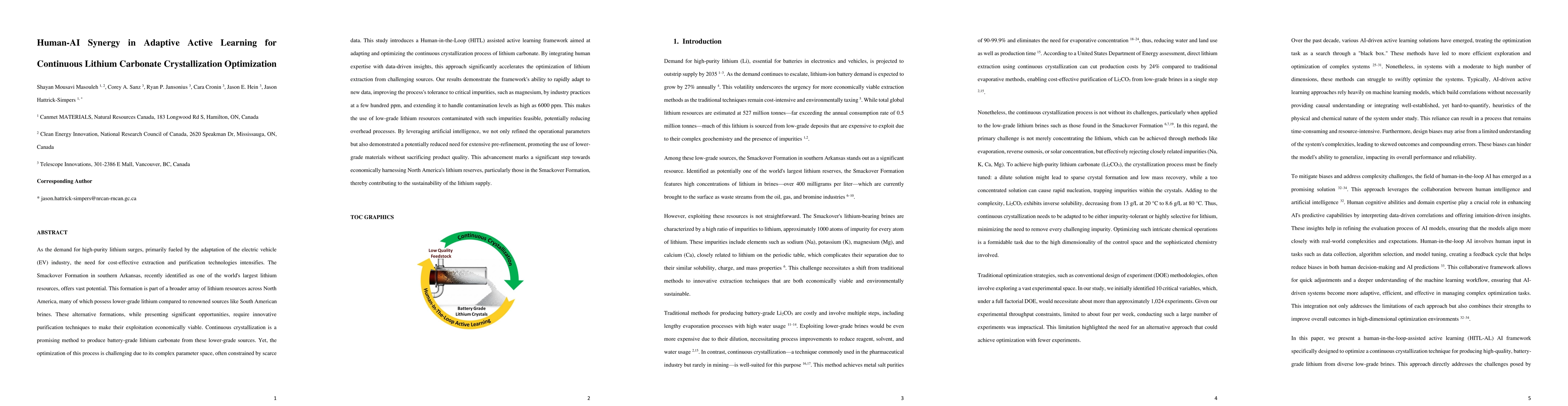 Thumbnail for Human-AI Synergy in Adaptive Active Learning for Continuous Lithium
  Carbonate Crystallization Optimization