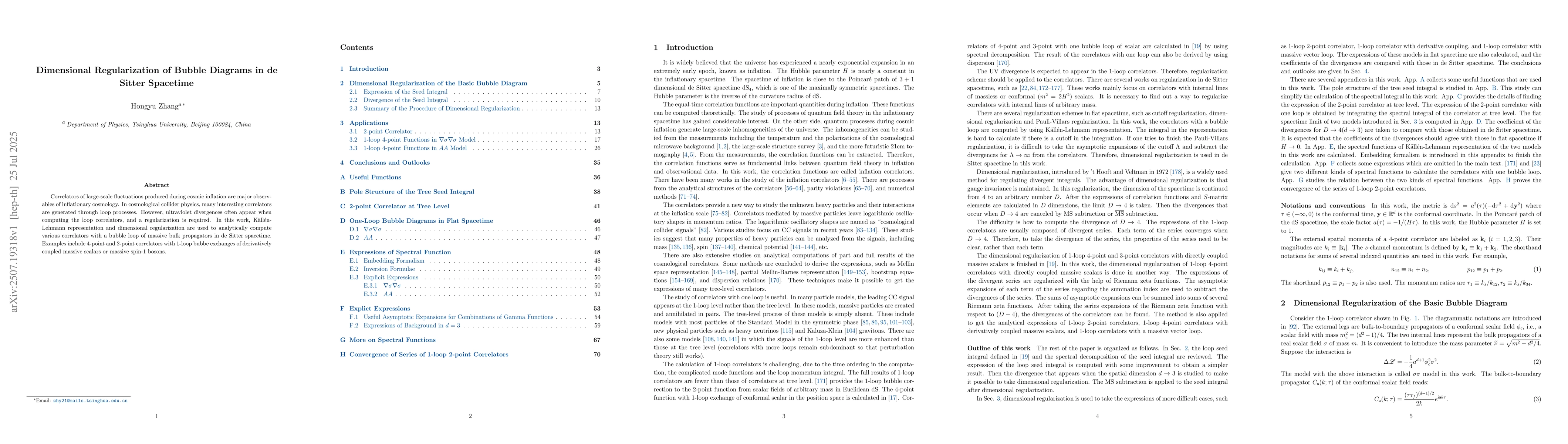 Thumbnail for Dimensional Regularization of Bubble Diagrams in de Sitter Spacetime