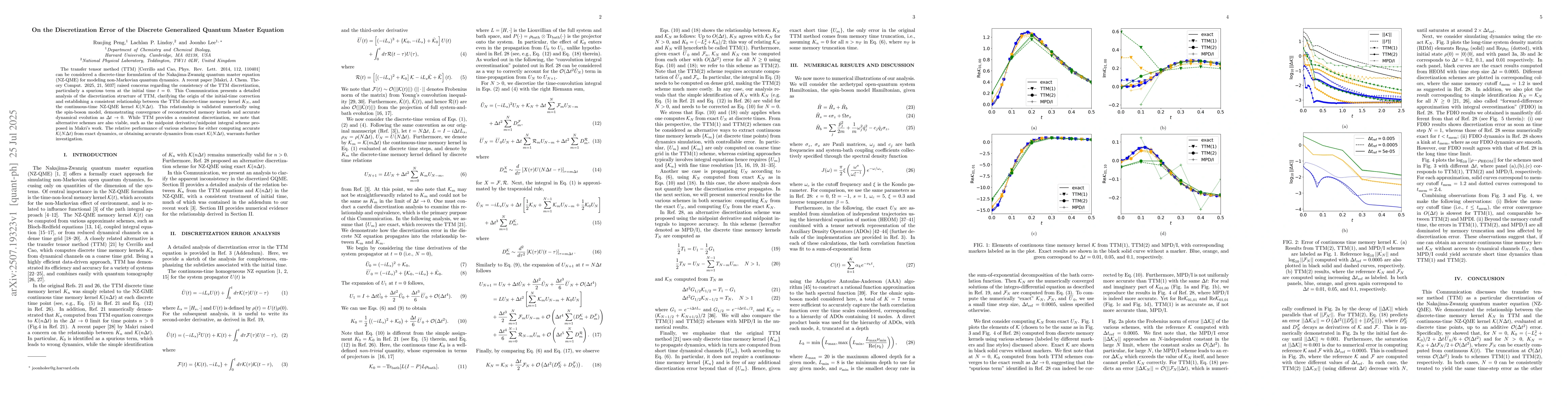 Thumbnail for On the Discretization Error of the Discrete Generalized Quantum Master
  Equation