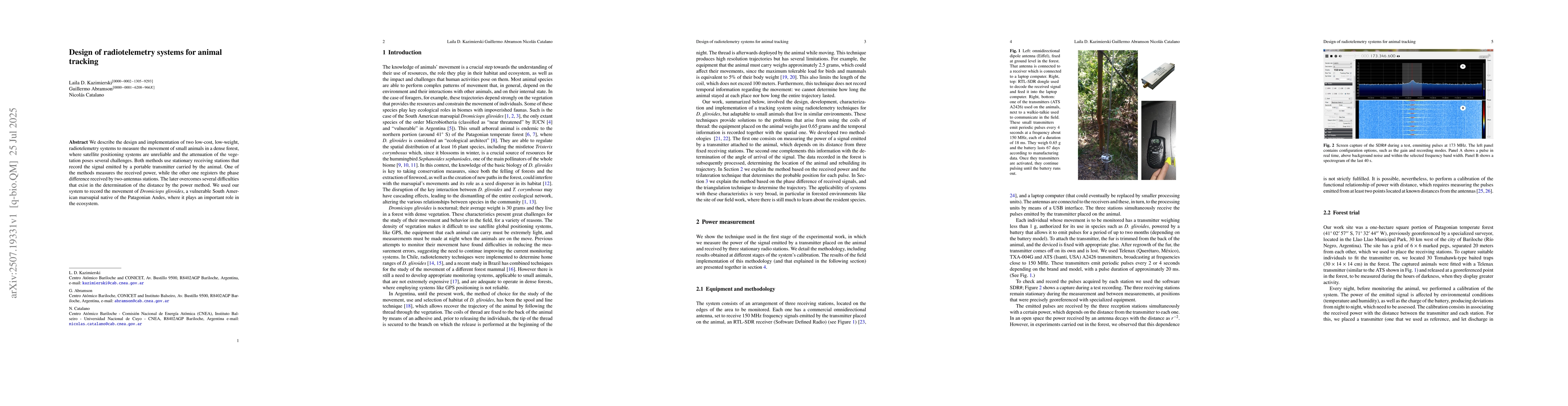 Thumbnail for Design of radiotelemetry systems for animal tracking