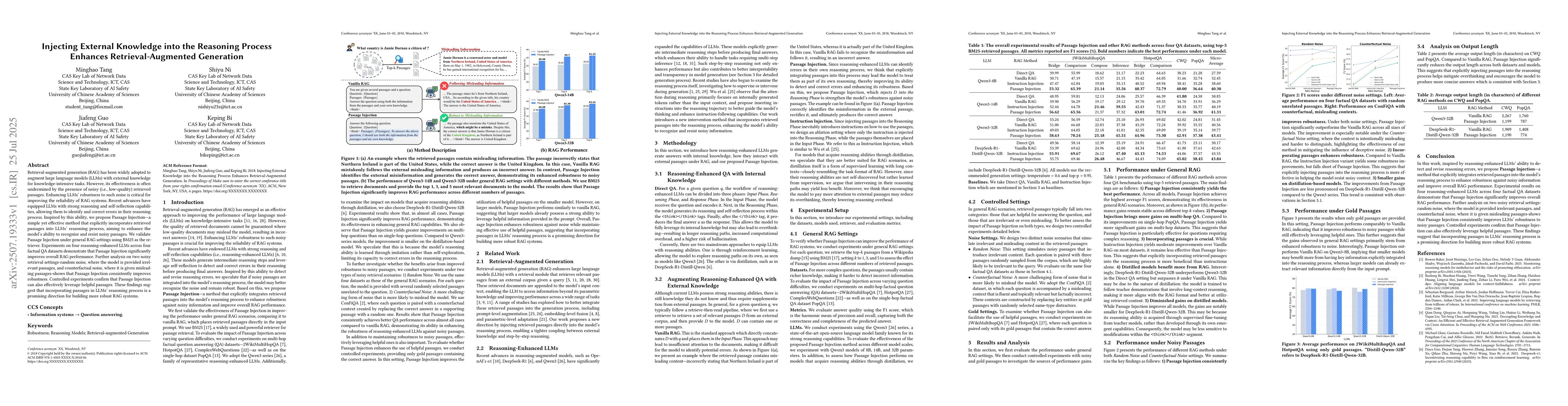 Thumbnail for Injecting External Knowledge into the Reasoning Process Enhances
  Retrieval-Augmented Generation