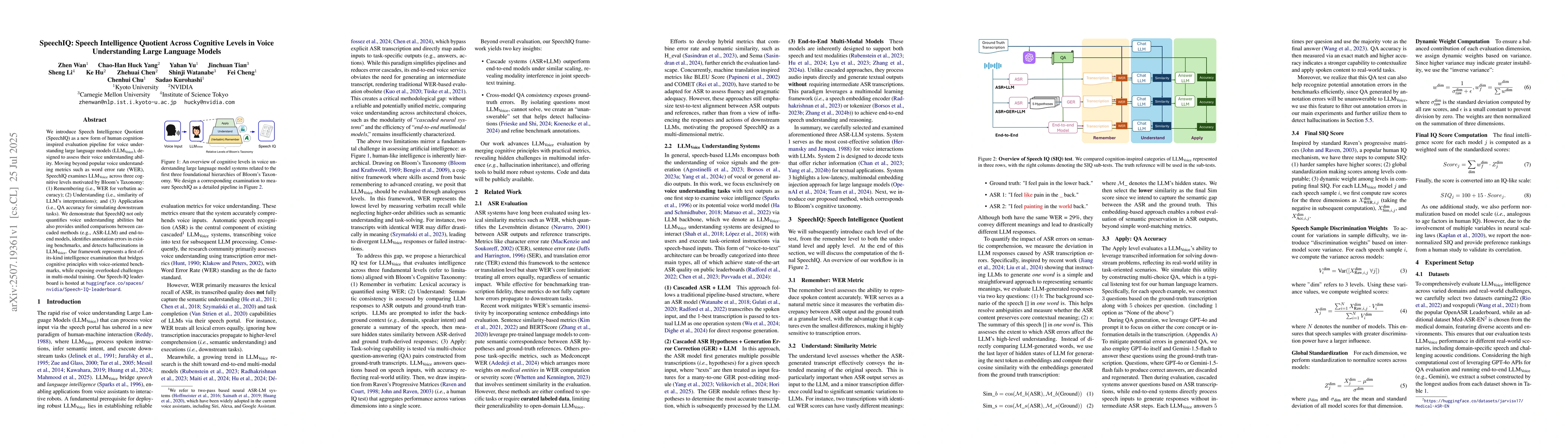 Thumbnail for SpeechIQ: Speech Intelligence Quotient Across Cognitive Levels in Voice
  Understanding Large Language Models