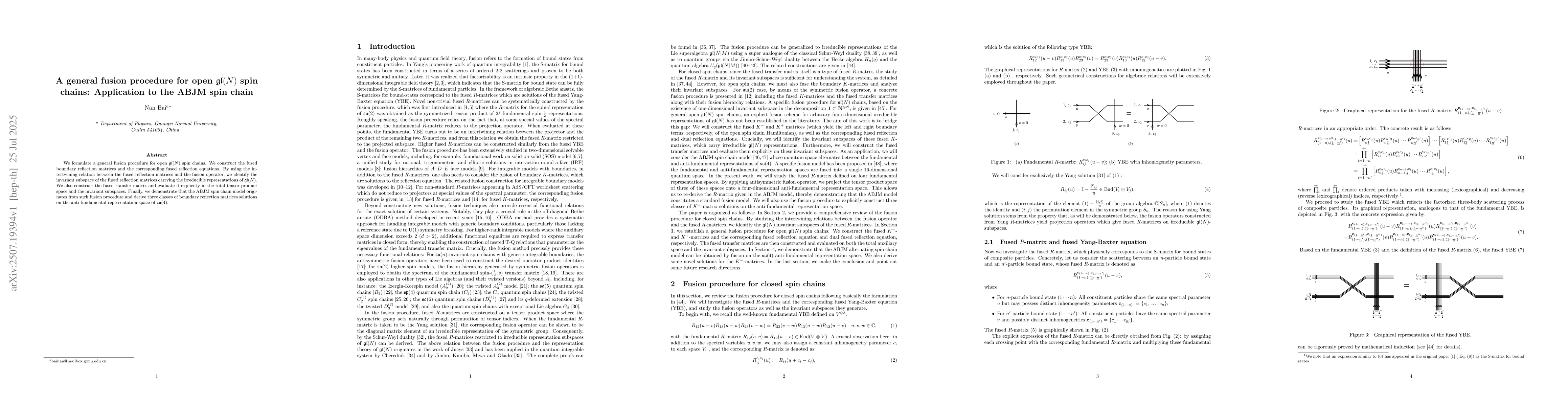 Thumbnail for A general fusion procedure for open $\mathfrak{gl}(N)$ spin chains:
  Application to the ABJM spin chain