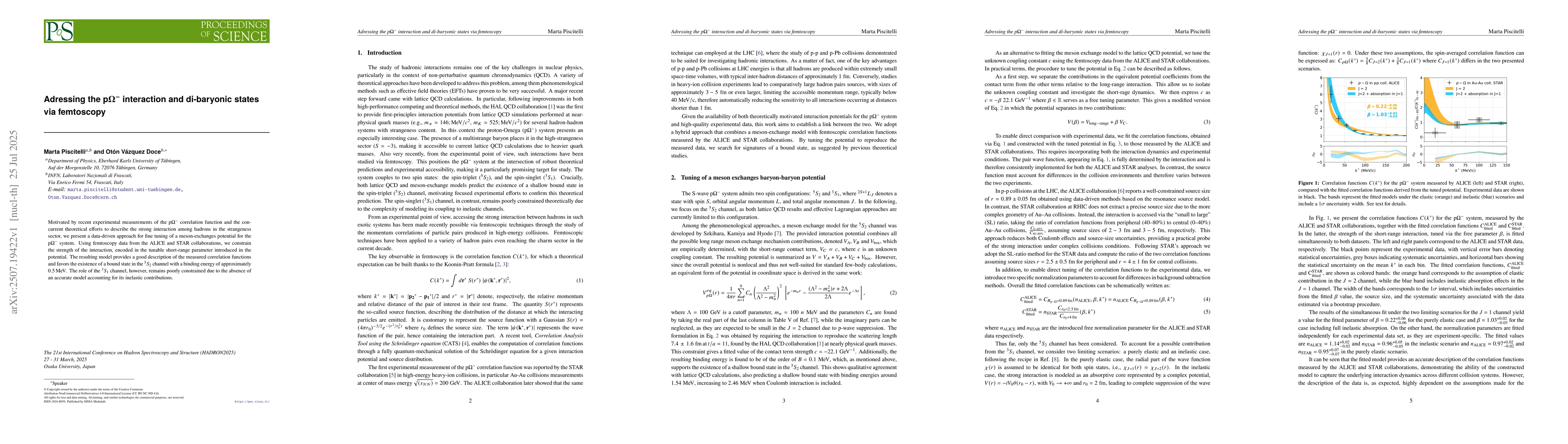 Thumbnail for Adressing the pΩ- interaction and di-baryonic states via
  femtoscopy