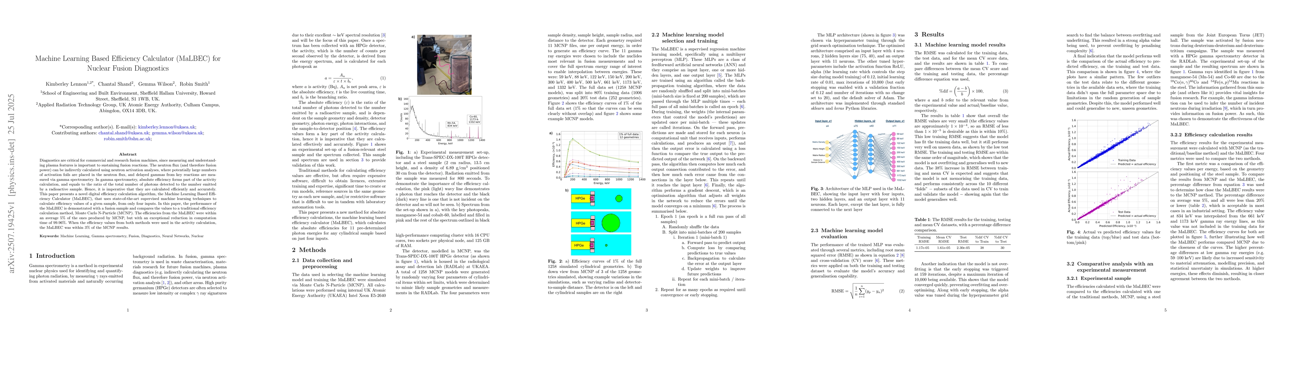 Thumbnail for Machine Learning Based Efficiency Calculator (MaLBEC) for Nuclear Fusion
  Diagnostics