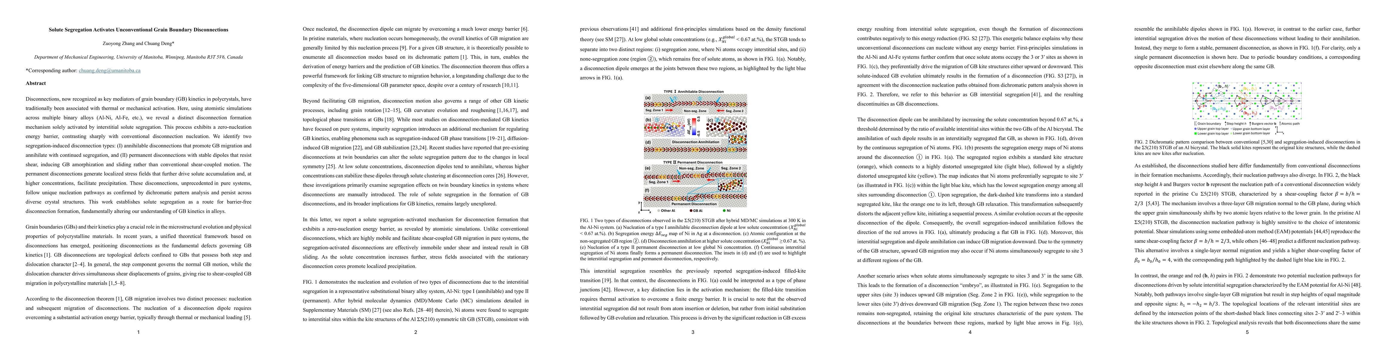Thumbnail for Solute Segregation Activates Unconventional Grain Boundary
  Disconnections