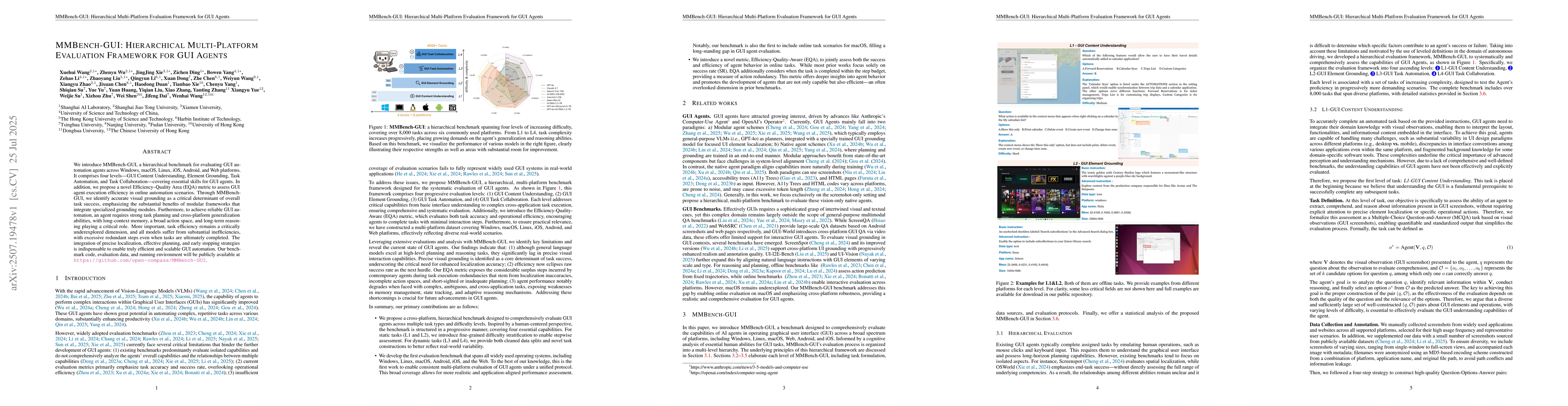 Thumbnail for MMBench-GUI: Hierarchical Multi-Platform Evaluation Framework for GUI
  Agents