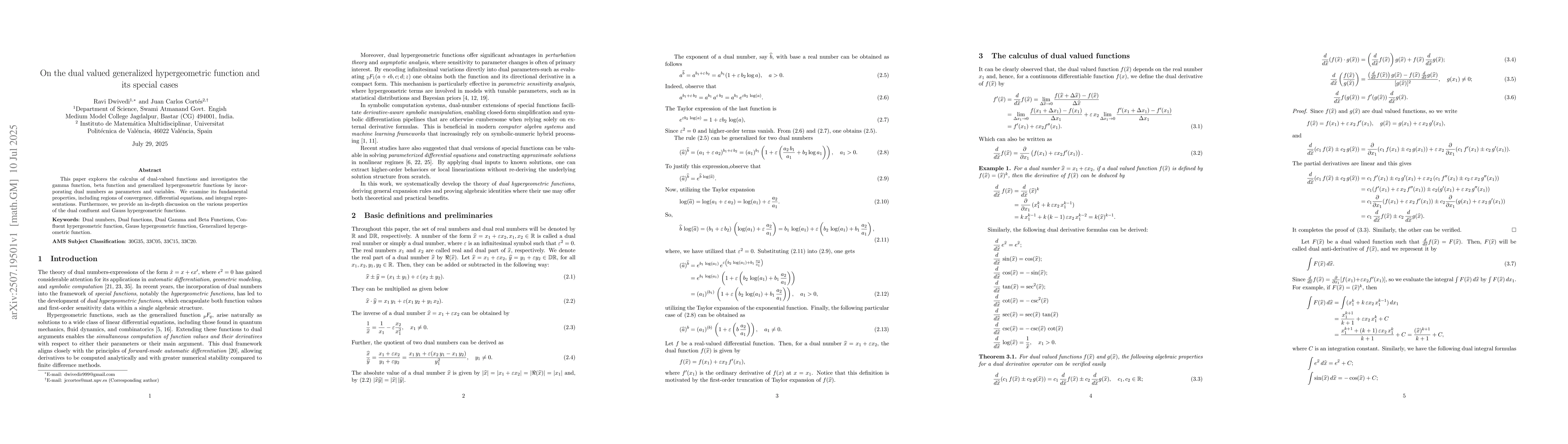 Thumbnail for On the dual valued generalized hypergeometric function and its special
  cases