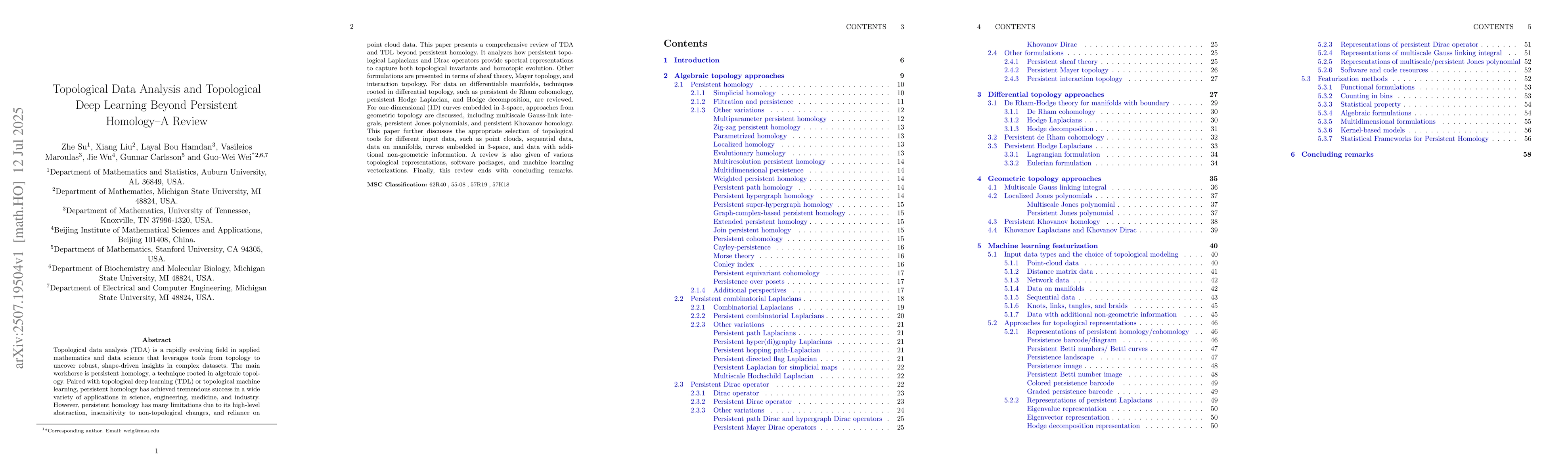 Thumbnail for Topological Data Analysis and Topological Deep Learning Beyond
  Persistent Homology -- A Review