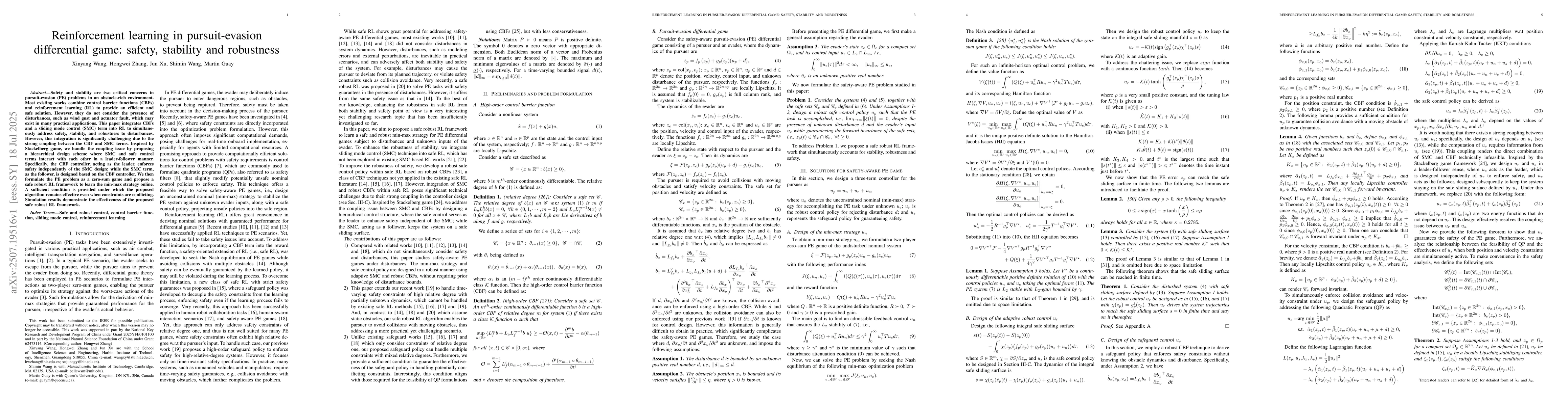 Thumbnail for Reinforcement learning in pursuit-evasion differential game: safety,
  stability and robustness