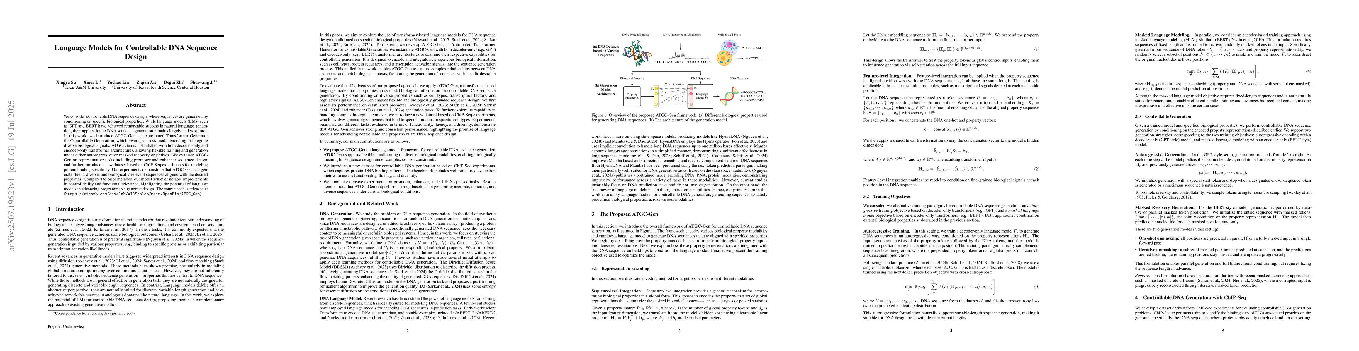 Thumbnail for Language Models for Controllable DNA Sequence Design