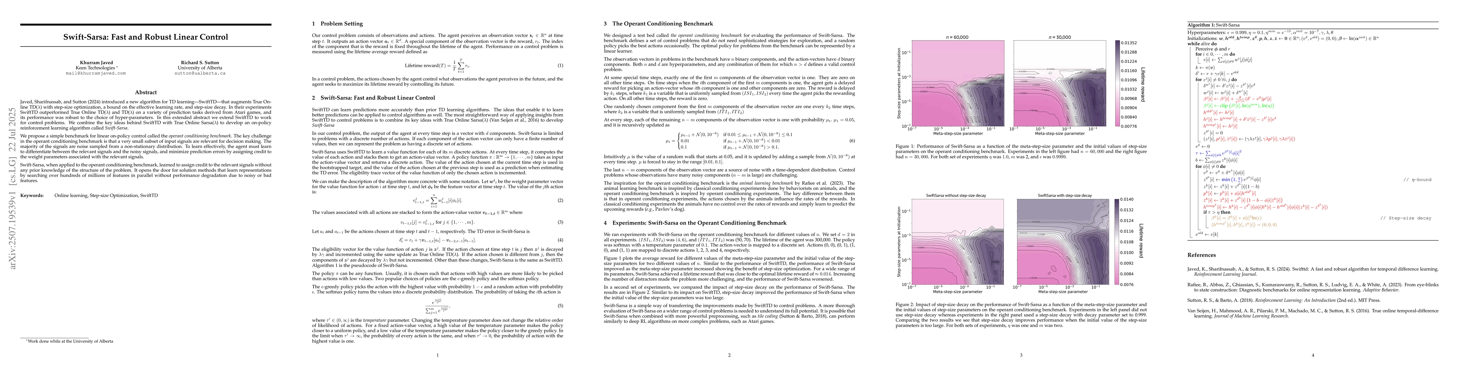 Thumbnail for Swift-Sarsa: Fast and Robust Linear Control