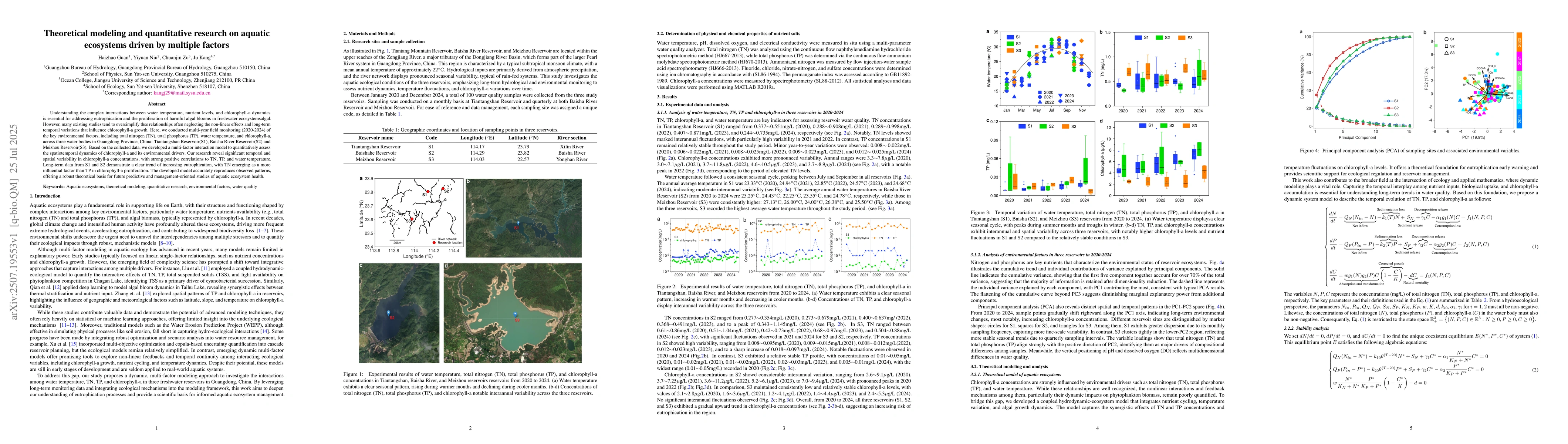 Thumbnail for Theoretical modeling and quantitative research on aquatic ecosystems
  driven by multiple factors
