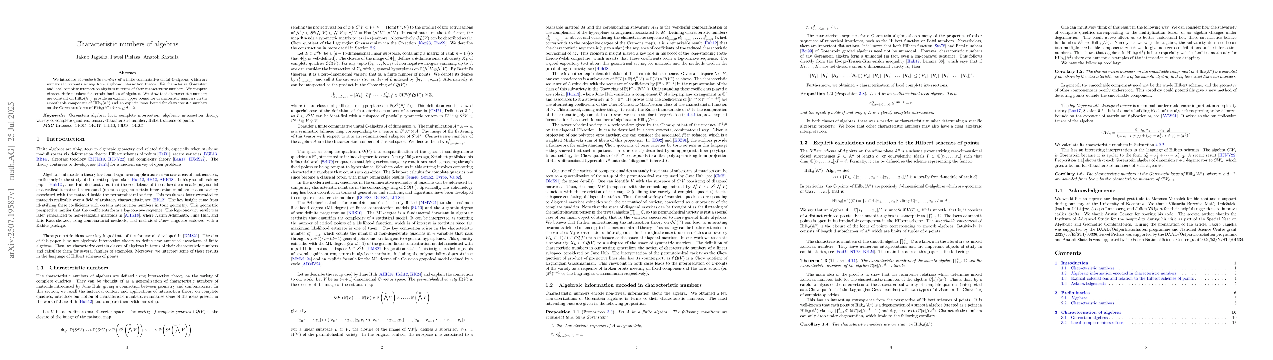Thumbnail for Characteristic numbers of algebras