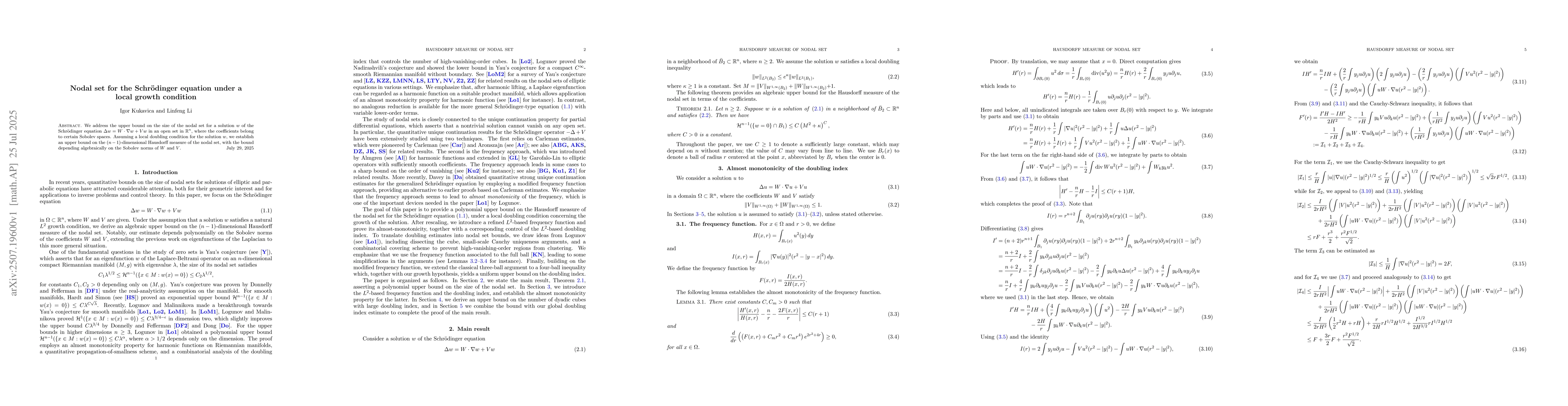 Thumbnail for Nodal set for the Schrödinger equation under a local growth condition