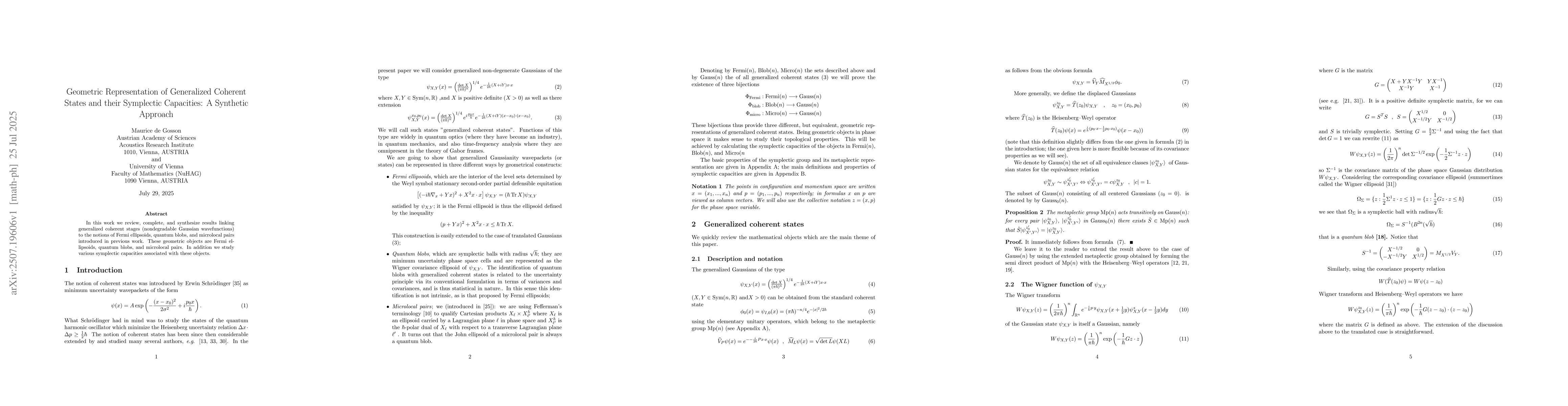 Thumbnail for Geometric Representation of Generalized Coherent States and their
  Symplectic Capacities: A Synthetic Approach
