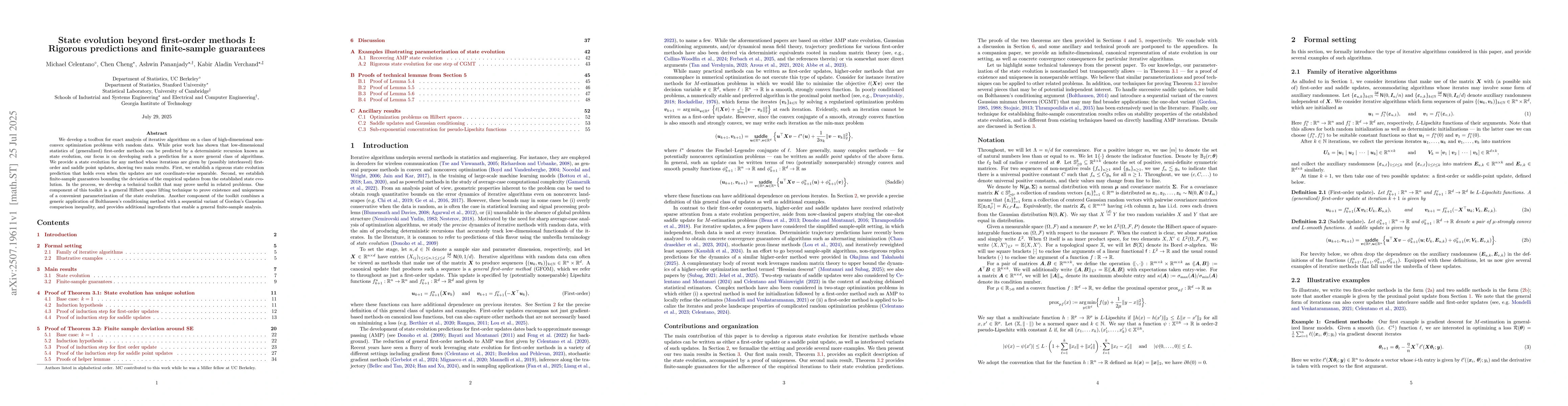 Thumbnail for State evolution beyond first-order methods I: Rigorous predictions and
  finite-sample guarantees