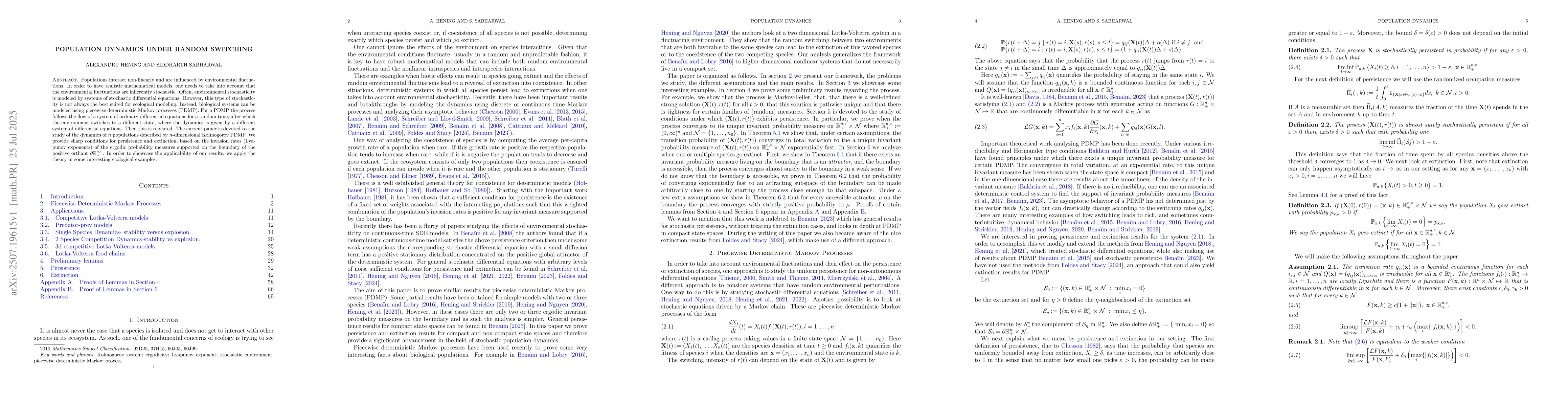 Thumbnail for Population dynamics under random switching
