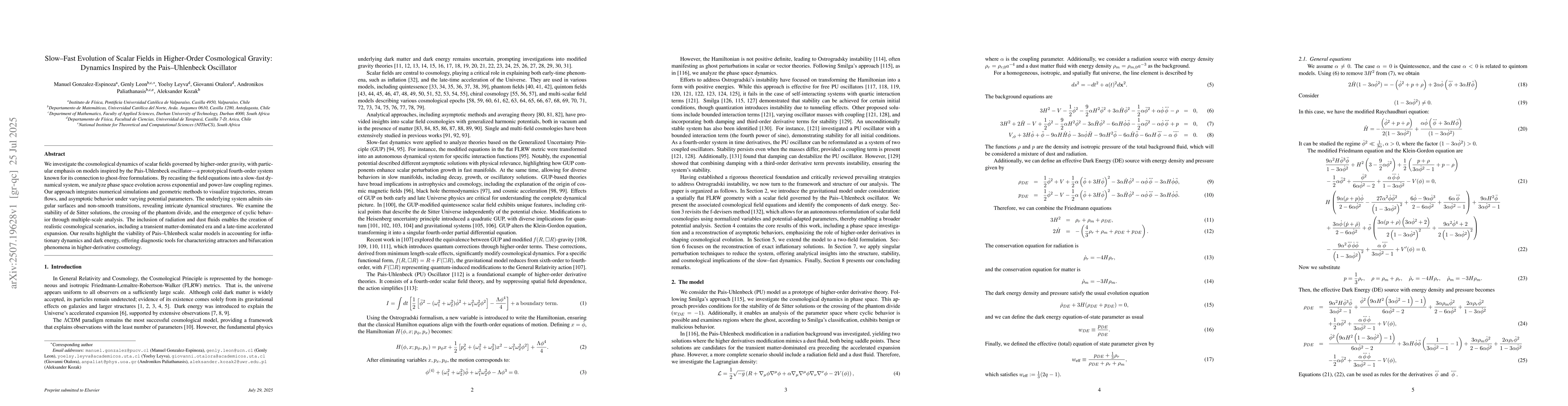 Thumbnail for Slow-Fast Evolution of Scalar Fields in Higher-Order Cosmological
  Gravity: Dynamics Inspired by the Pais--Uhlenbeck Oscillator