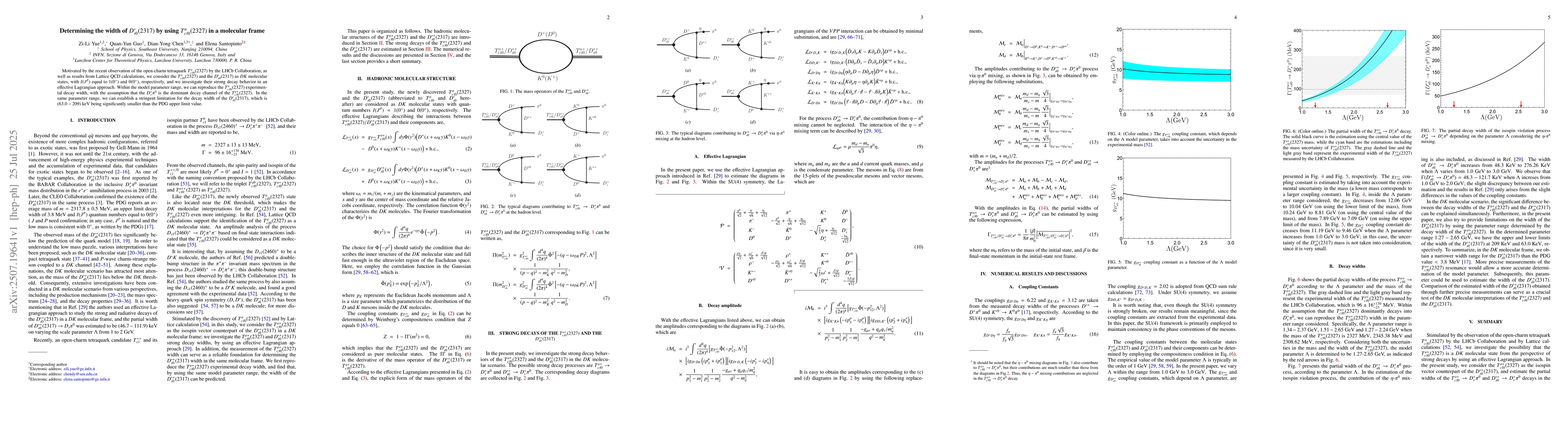 Thumbnail for Determining the width of $D_{s0}^{*}(2317)$ by using
  $T_{c\bar{s}0}^{a}(2327)$ in a molecular frame