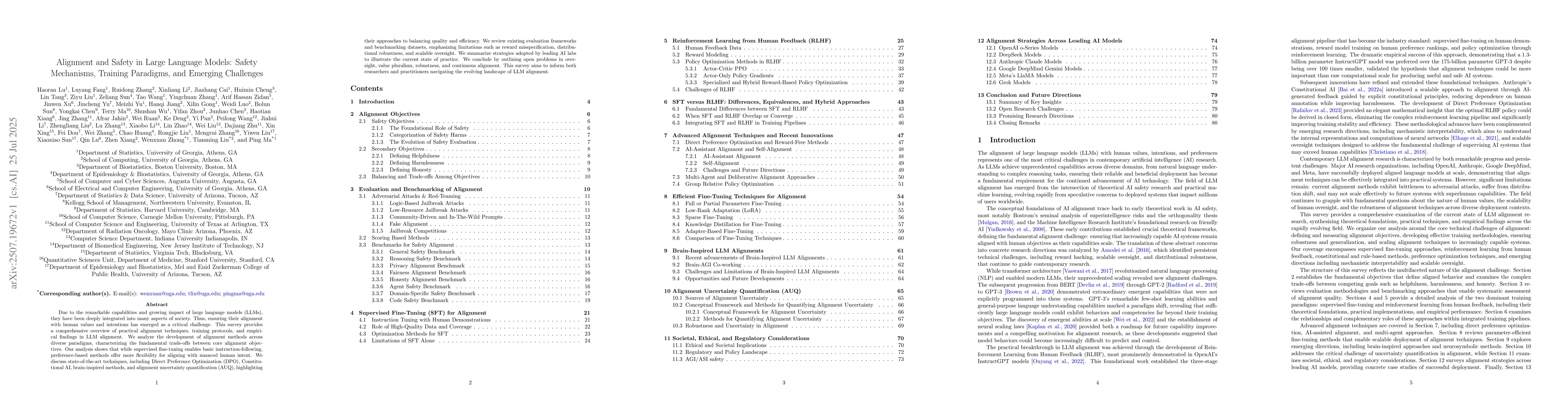 Thumbnail for Alignment and Safety in Large Language Models: Safety Mechanisms,
  Training Paradigms, and Emerging Challenges