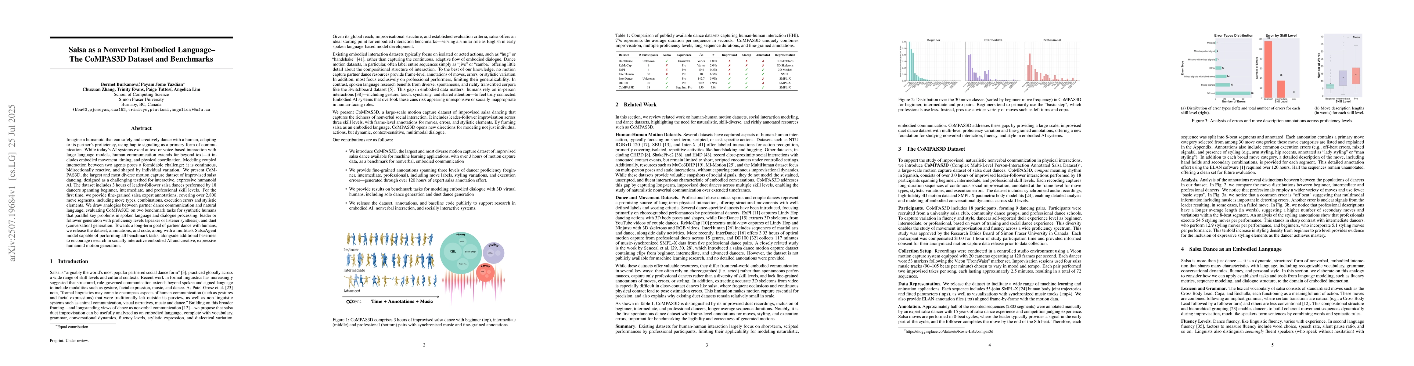 Thumbnail for Salsa as a Nonverbal Embodied Language -- The CoMPAS3D Dataset and
  Benchmarks