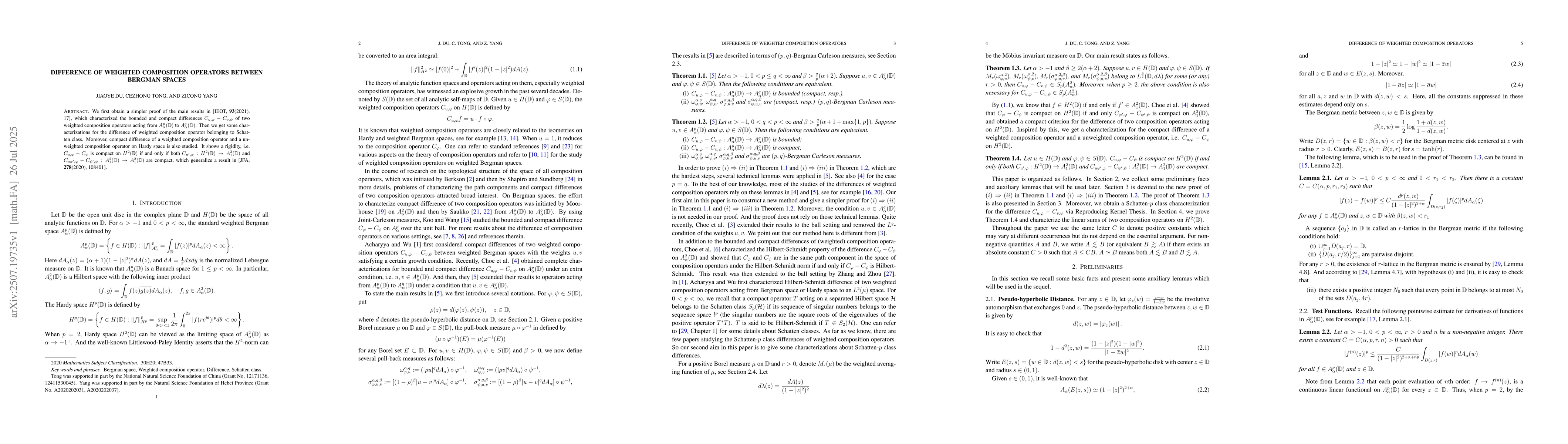 Thumbnail for Difference of weighted composition operators between Bergman spaces