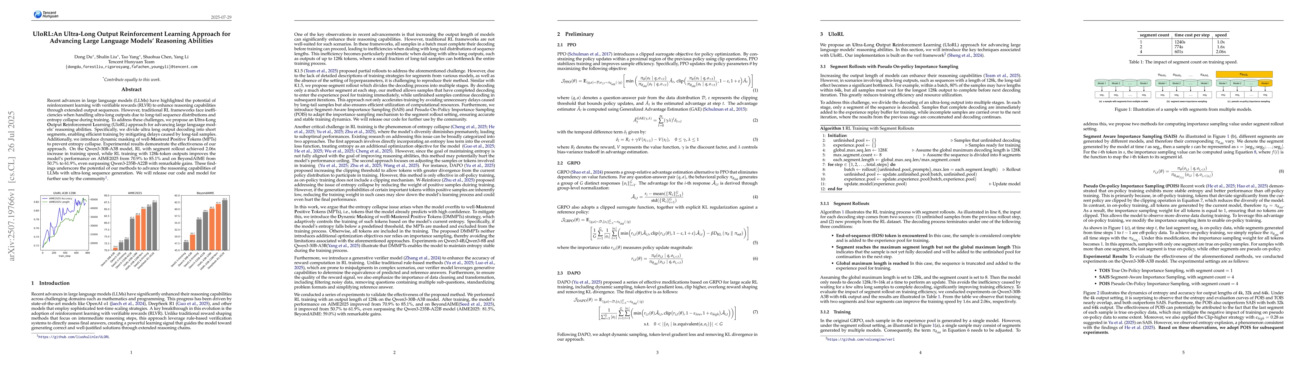 Thumbnail for UloRL:An Ultra-Long Output Reinforcement Learning Approach for Advancing
  Large Language Models' Reasoning Abilities