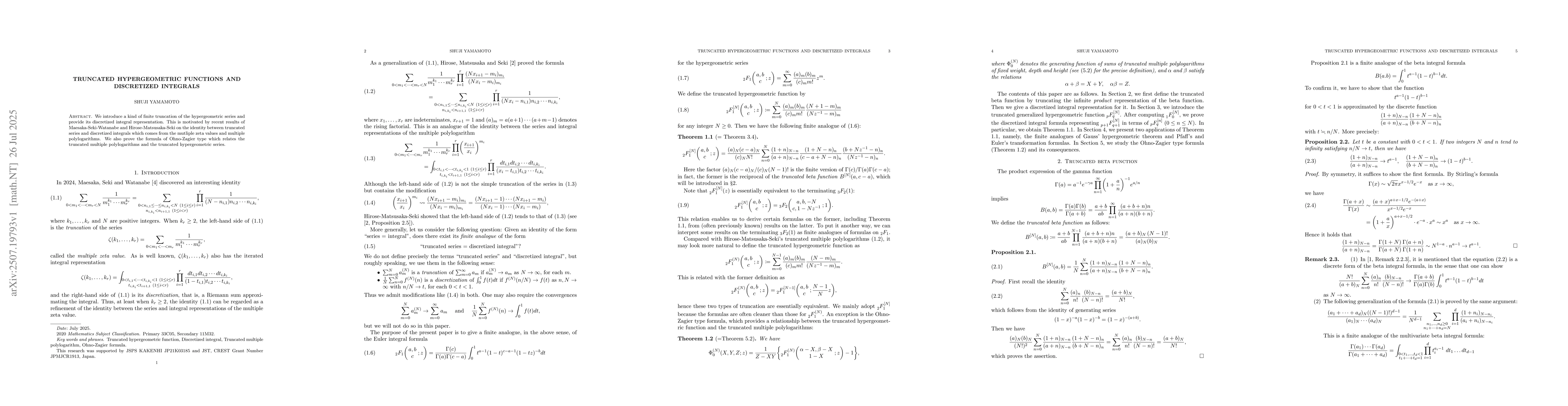 Thumbnail for Truncated Hypergeometric Functions and Discretized Integrals